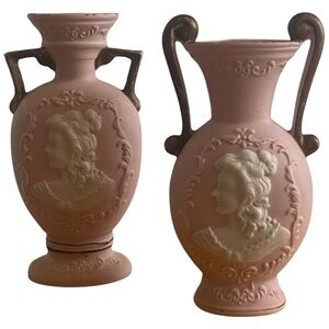 Vintage Stafford ceramics, Rare, miniature cameo vases (2)